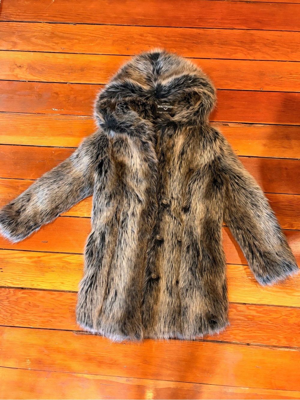 SpiritHoods Faux Fur Hooded Coat - Grey Wolf